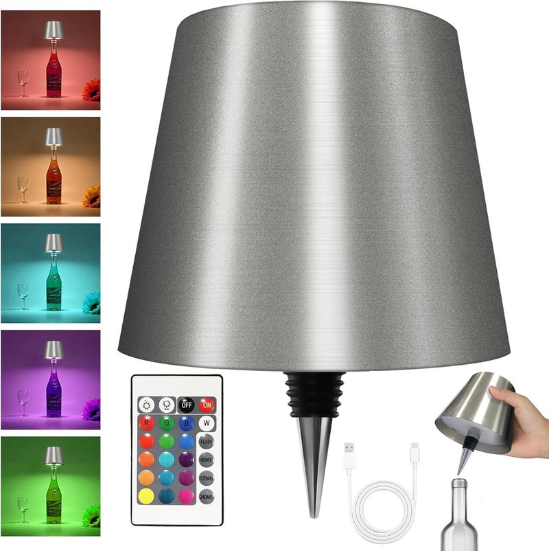 Hoide Store 2025 New Wireless Bottle Lamp - LED Bottle Lights for Liquor & Wine Bottles, Cordless Lampshade, Whiskey Bottle Top Light, Bottle Stopper Night Light Kit, Rechargeable RGB Remote & Touch-Dimmable - Image 1